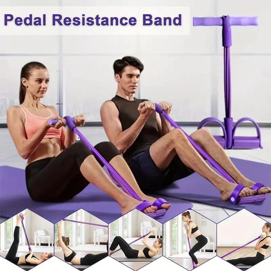 1Pc6-Tube Elastic Yoga Pedal Pull Resistance Band, Suitable for Abdominal/Waist/Arm/Leg Stretching Slimming Training